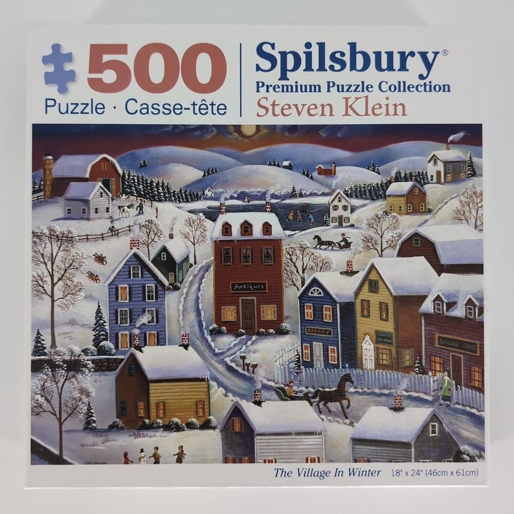 Spilsbury 500 Piece "The Village In Winter" by Steven Klein Jigsaw Puzzle - GUC